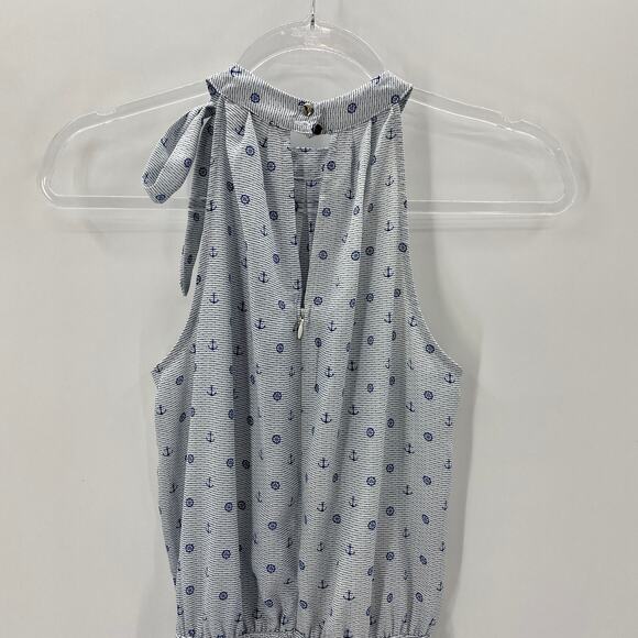 MAISON JULES Bicycle Print Sleeveless High Neck Romper Womens Size S Summer - Picture 5 of 10